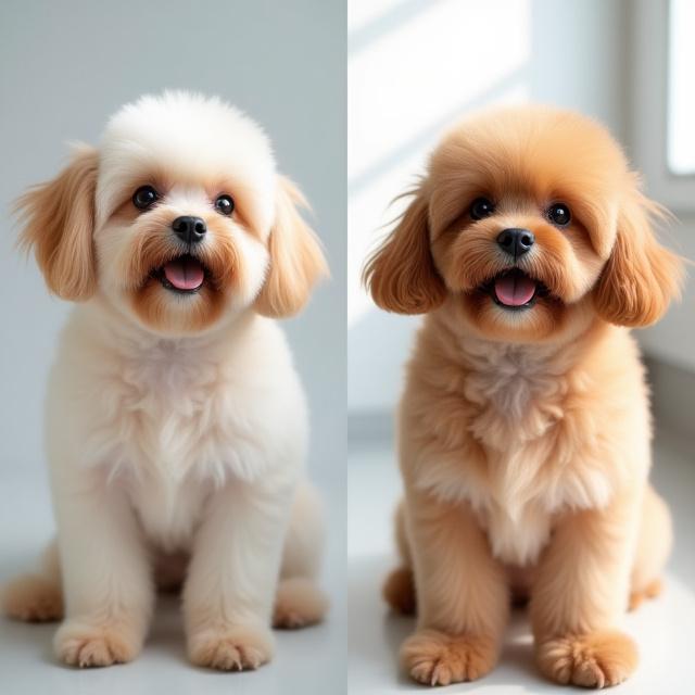 Before and after luxury pet grooming transformation in Brooklyn